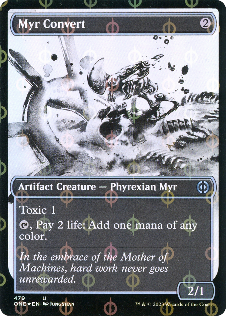 Myr Convert (Showcase Ichor Step-and-Compleat Foil) [Phyrexia: All Will Be One] | Silver Goblin
