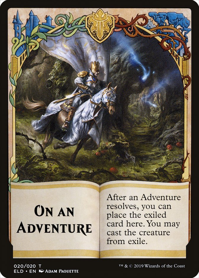 On an Adventure Token [Throne of Eldraine Tokens] | Silver Goblin