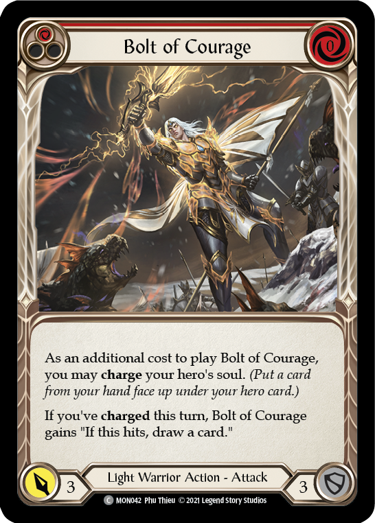 Bolt of Courage (Red) [MON042-RF] (Monarch)  1st Edition Rainbow Foil | Silver Goblin