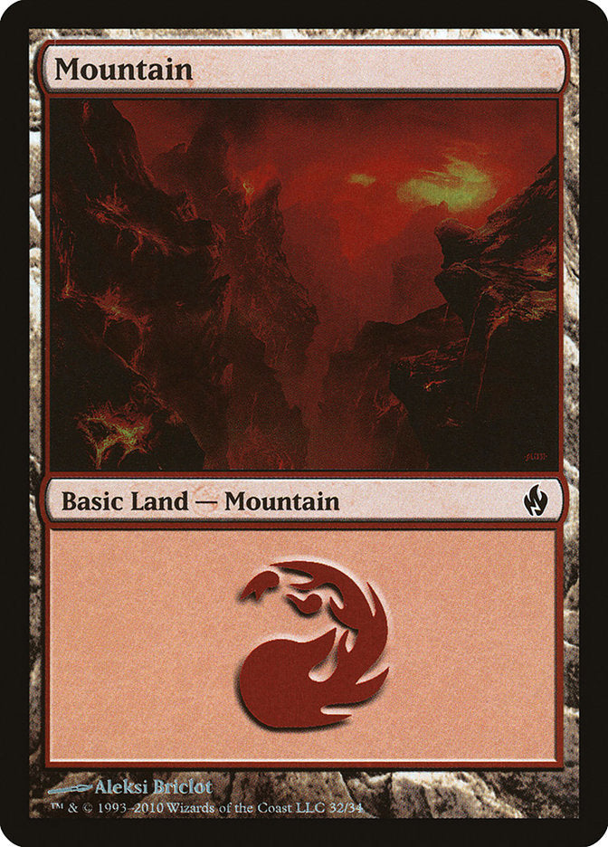 Mountain (32) [Premium Deck Series: Fire and Lightning] | Silver Goblin
