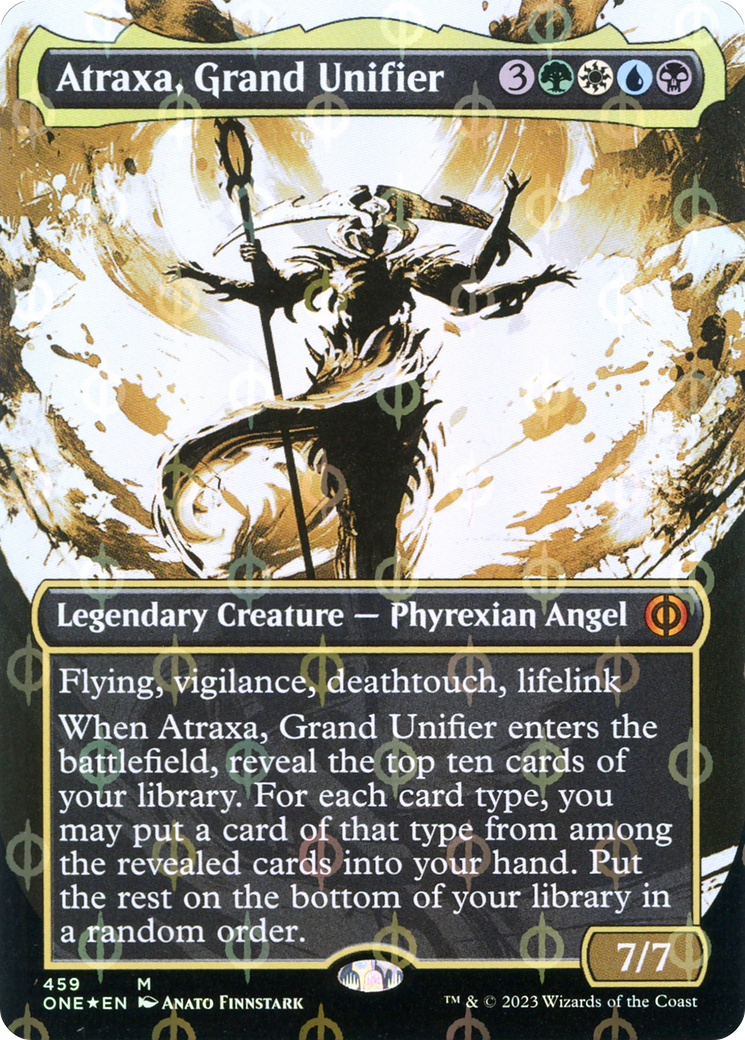 Atraxa, Grand Unifier (Borderless Ichor Step-and-Compleat Foil) [Phyrexia: All Will Be One] | Silver Goblin
