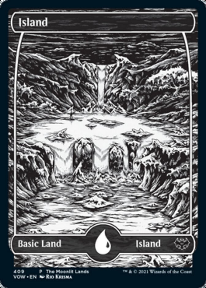 Island (The Moonlit Lands) (Foil Etched) [Innistrad: Crimson Vow Promos] | Silver Goblin