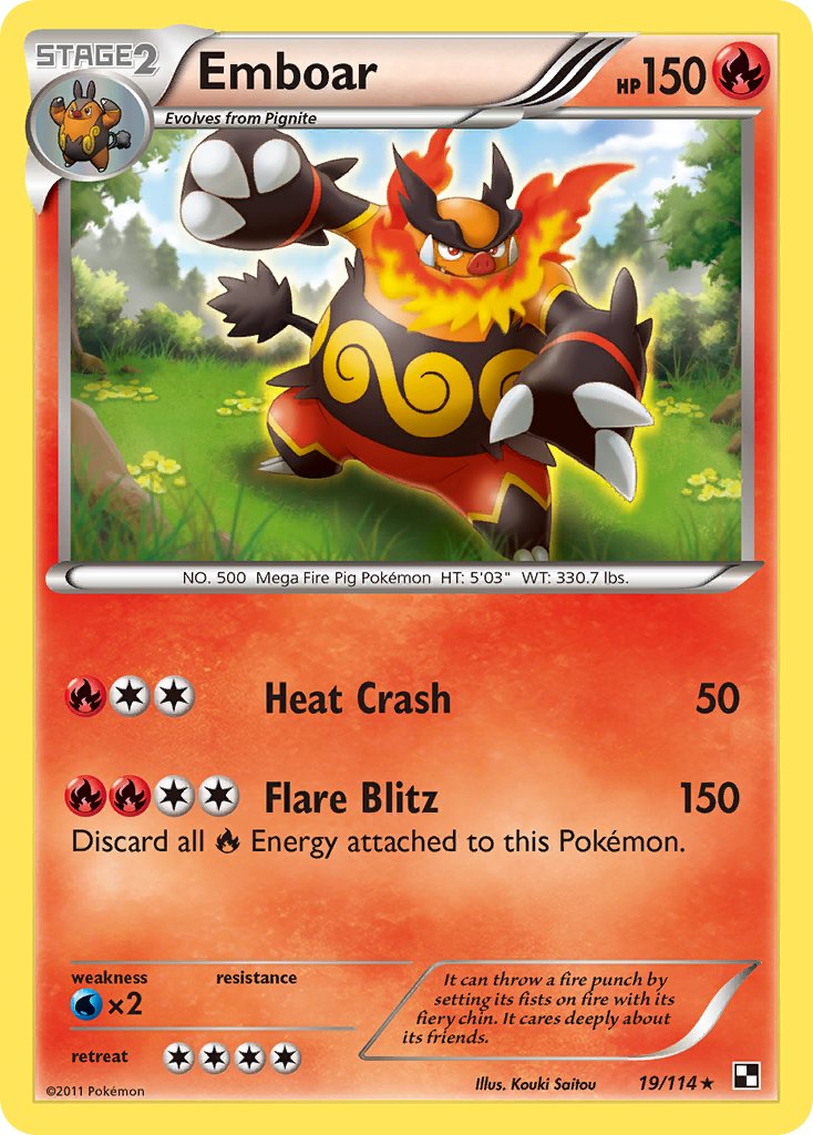 Emboar (19/114) (Cracked Ice Holo) (Theme Deck Exclusive) [Black & White: Base Set] | Silver Goblin