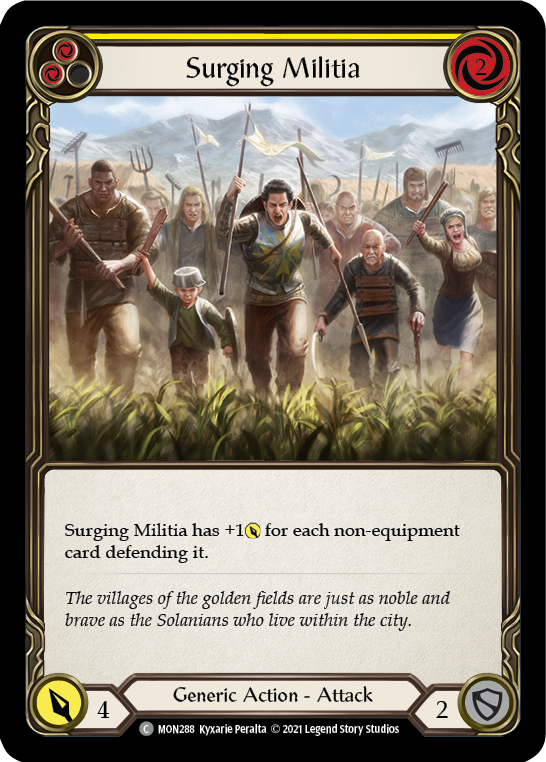 Surging Militia (Yellow) [MON288-RF] (Monarch)  1st Edition Rainbow Foil | Silver Goblin