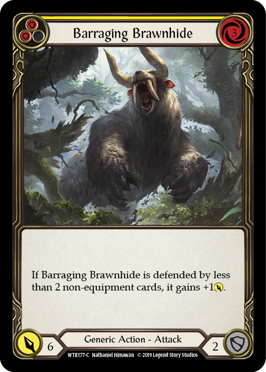 Barraging Brawnhide (Yellow) [WTR177-C] (Welcome to Rathe)  Alpha Print Normal | Silver Goblin