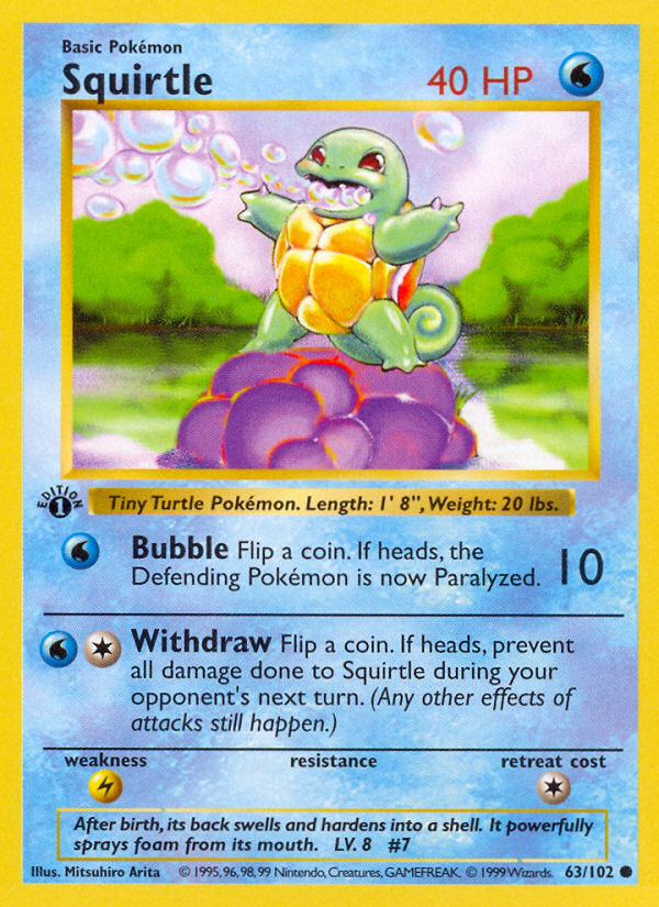 Squirtle (63/102) (Shadowless) [Base Set 1st Edition] | Silver Goblin