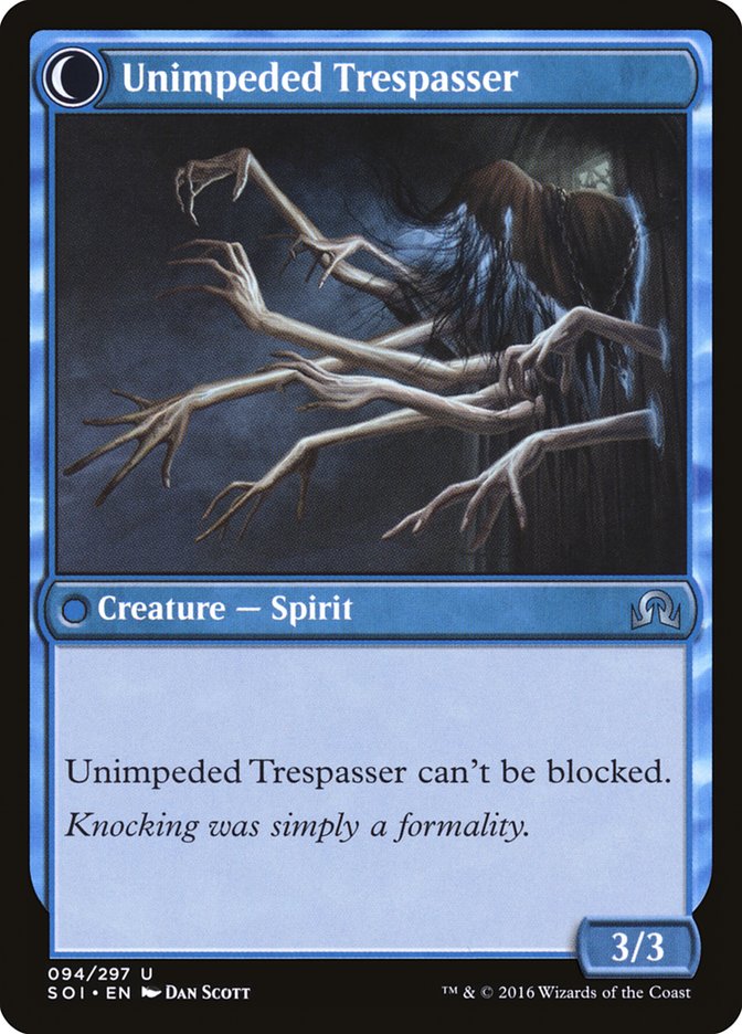 Uninvited Geist // Unimpeded Trespasser [Shadows over Innistrad] | Silver Goblin