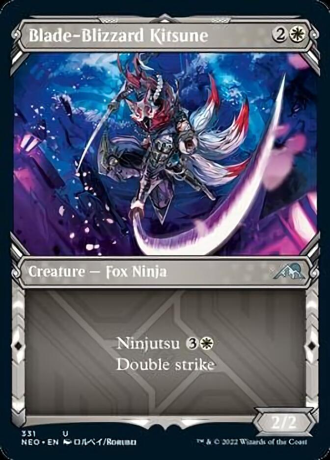Blade-Blizzard Kitsune (Showcase Ninja) [Kamigawa: Neon Dynasty] | Silver Goblin