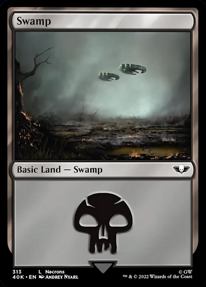 Swamp (313) (Surge Foil) [Warhammer 40,000] | Silver Goblin