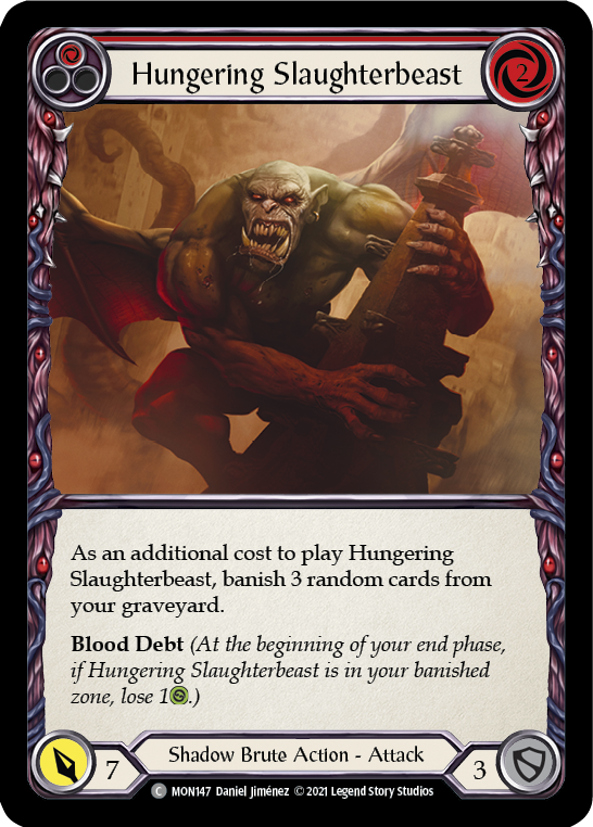 Hungering Slaughterbeast (Red) [MON147] (Monarch)  1st Edition Normal | Silver Goblin