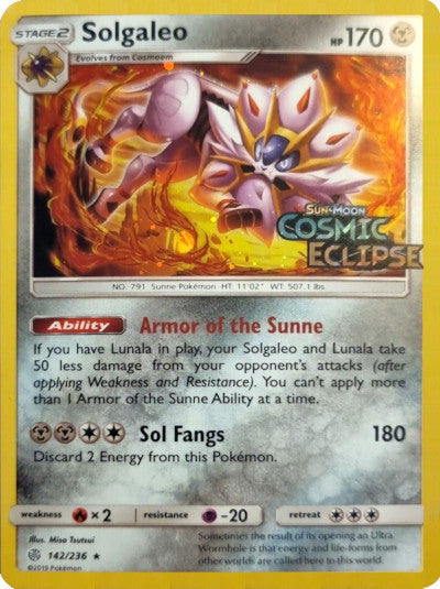 Solgaleo (142/236) (Cosmos Holo) [Sun & Moon: Cosmic Eclipse] | Silver Goblin