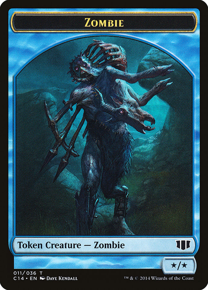 Teferi, Temporal Archmage Emblem // Zombie (011/036) Double-Sided Token [Commander 2014 Tokens] | Silver Goblin