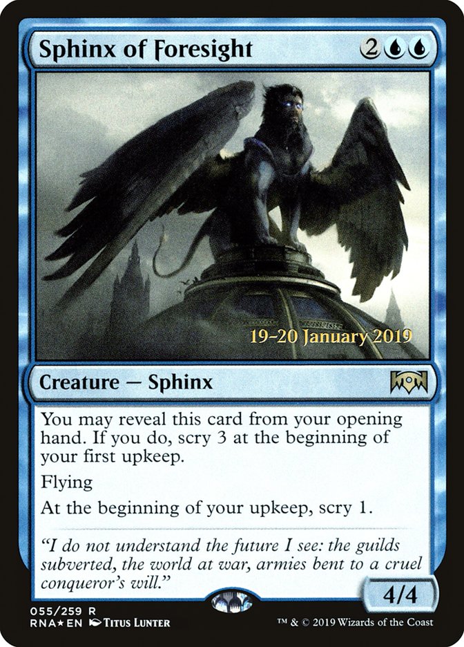 Sphinx of Foresight [Ravnica Allegiance Prerelease Promos] | Silver Goblin