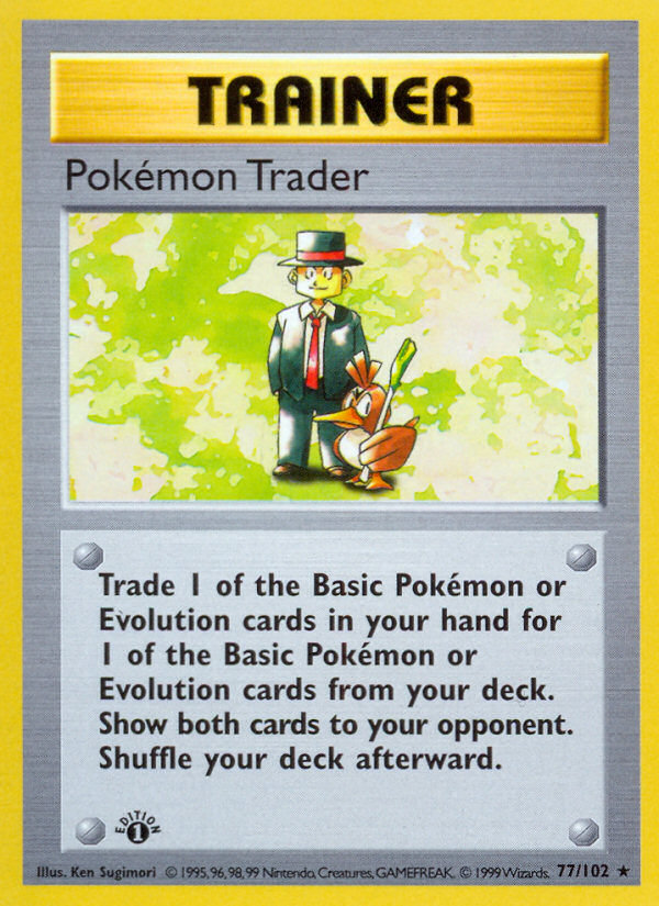 Pokemon Trader (77/102) (Shadowless) [Base Set 1st Edition] | Silver Goblin