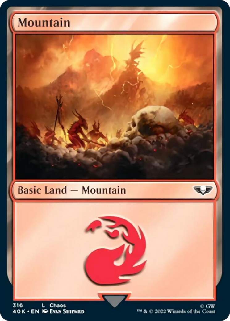 Mountain (316) (Surge Foil) [Warhammer 40,000] | Silver Goblin