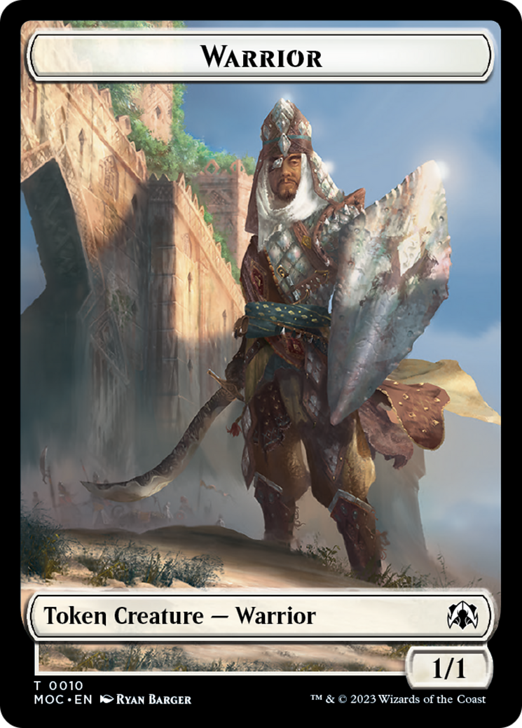 Warrior // Elspeth, Sun's Champion Emblem Double-Sided Token [March of the Machine Commander Tokens] | Silver Goblin