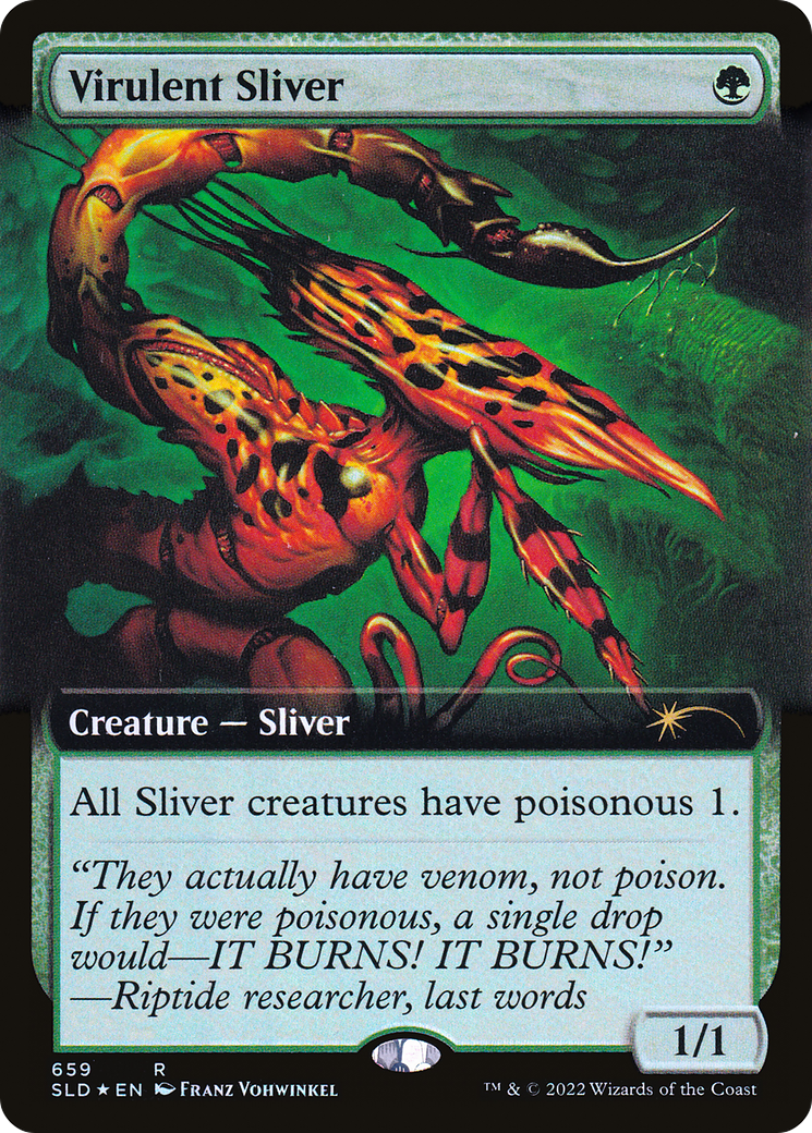 Virulent Sliver (Extended Art) (Step-and-Compleat Foil) [Secret Lair Drop Promos] | Silver Goblin