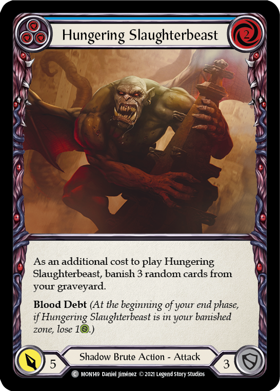 Hungering Slaughterbeast (Blue) [MON149] (Monarch)  1st Edition Normal | Silver Goblin