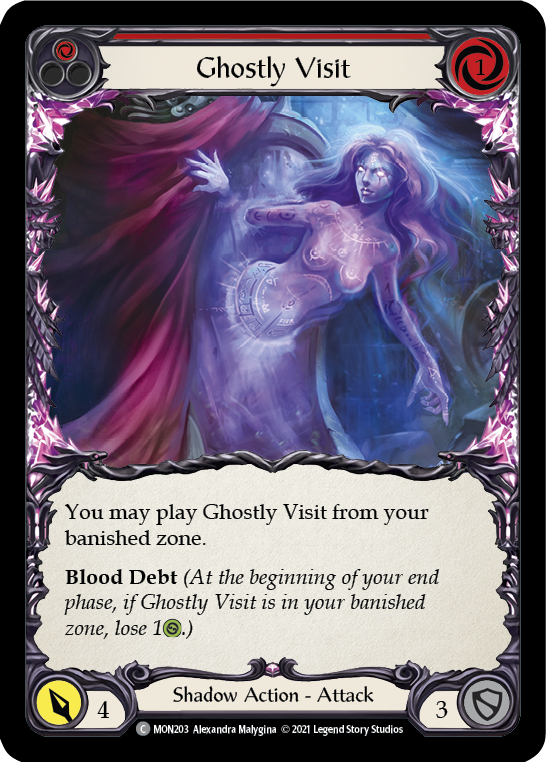 Ghostly Visit (Red) [MON203-RF] (Monarch)  1st Edition Rainbow Foil | Silver Goblin