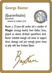 1996 George Baxter Biography Card [World Championship Decks] | Silver Goblin