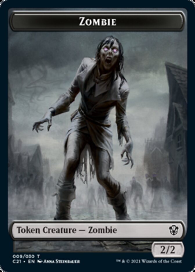 Zombie // Horror Double-Sided Token [Commander 2021 Tokens] | Silver Goblin