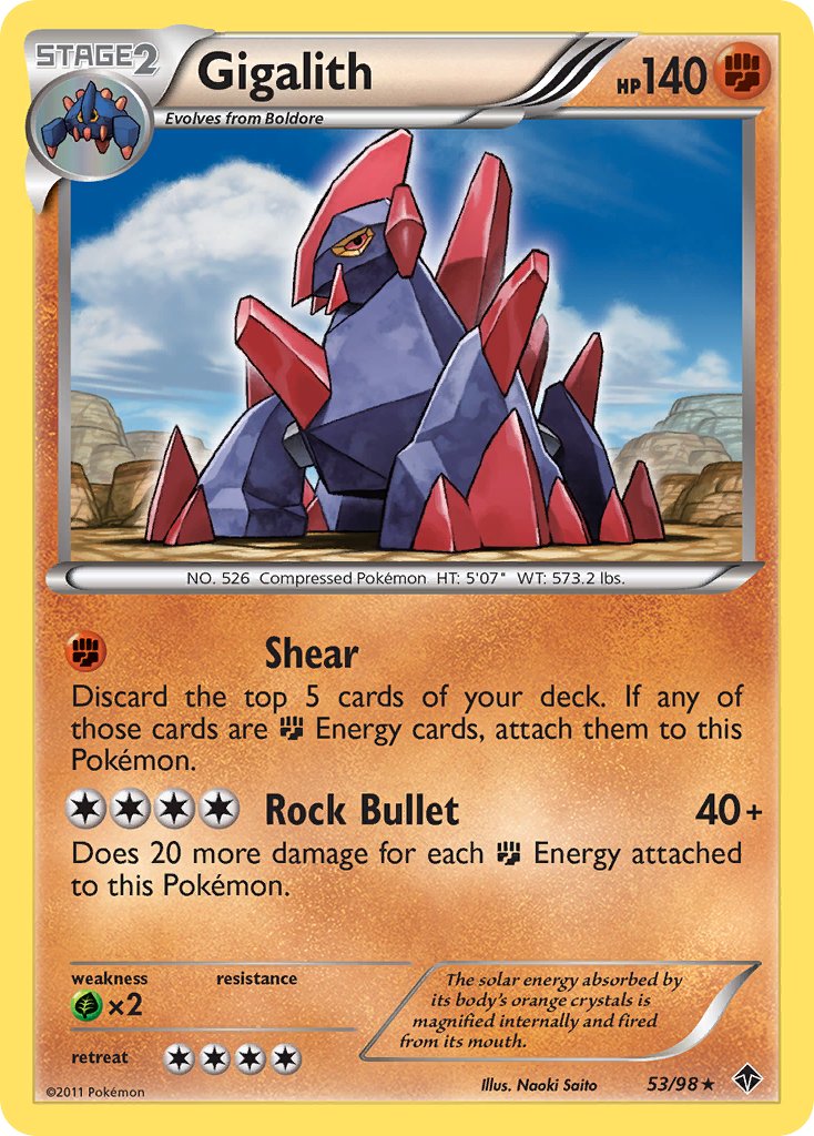 Gigalith (53/98) (Cracked Ice Holo) (Blister Exclusive) [Black & White: Emerging Powers] | Silver Goblin