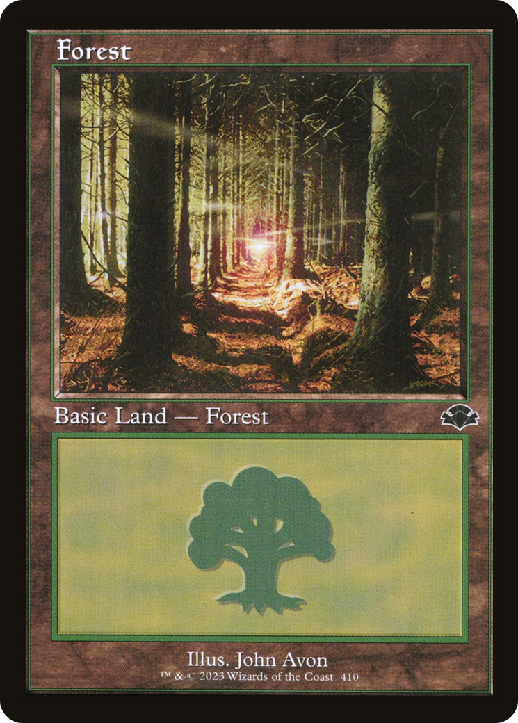 Forest (410) (Retro) [Dominaria Remastered] | Silver Goblin