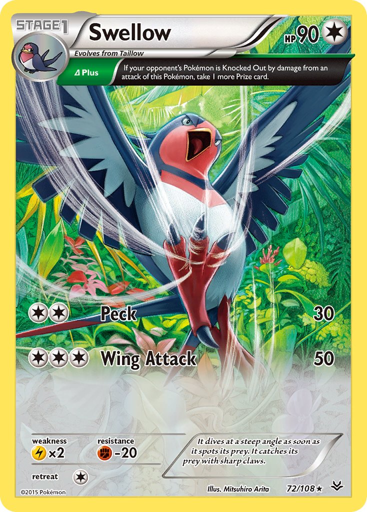 Swellow (72/108) (Theme Deck Exclusive) [XY: Roaring Skies] | Silver Goblin