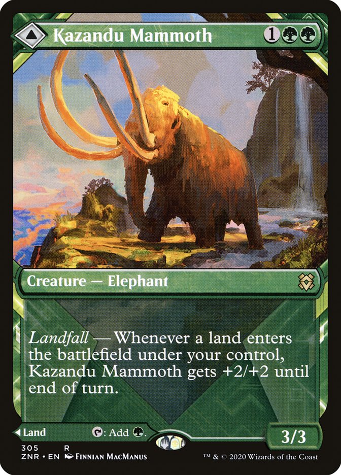 Kazandu Mammoth // Kazandu Valley (Showcase) [Zendikar Rising] | Silver Goblin
