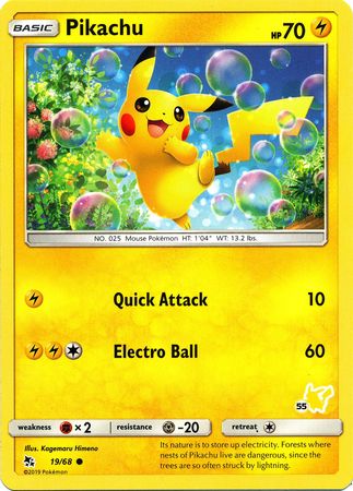 Pikachu (19/68) (Pikachu Stamp #55) [Battle Academy 2020] | Silver Goblin