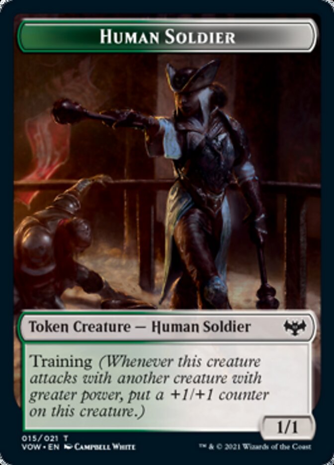 Zombie (008) // Human Soldier Double-Sided Token [Innistrad: Crimson Vow Tokens] | Silver Goblin