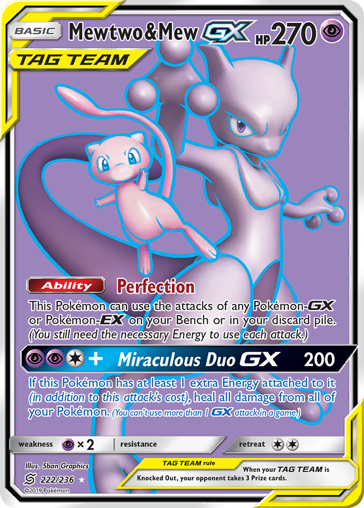 Mewtwo & Mew GX (222/236) [Sun & Moon: Unified Minds] | Silver Goblin