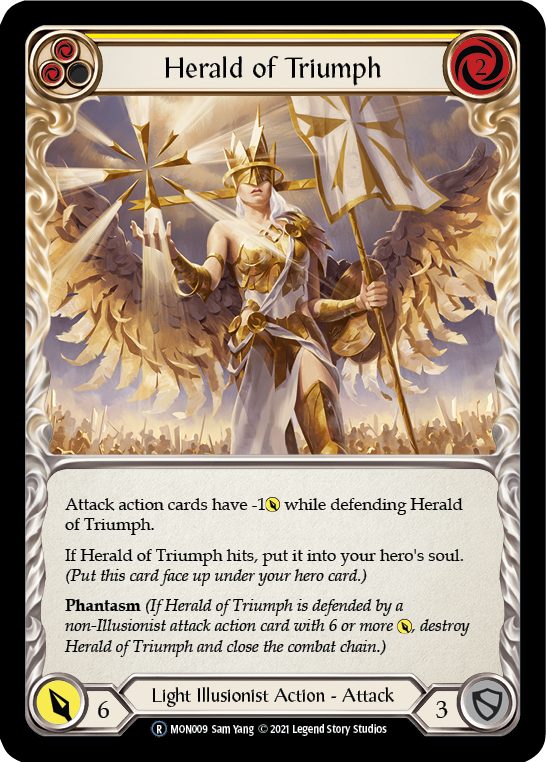 Herald of Triumph (Yellow) [U-MON009-RF] (Monarch Unlimited)  Unlimited Rainbow Foil | Silver Goblin