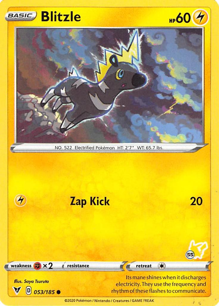 Blitzle (053/185) (Pikachu Stamp #55) [Battle Academy 2022] | Silver Goblin