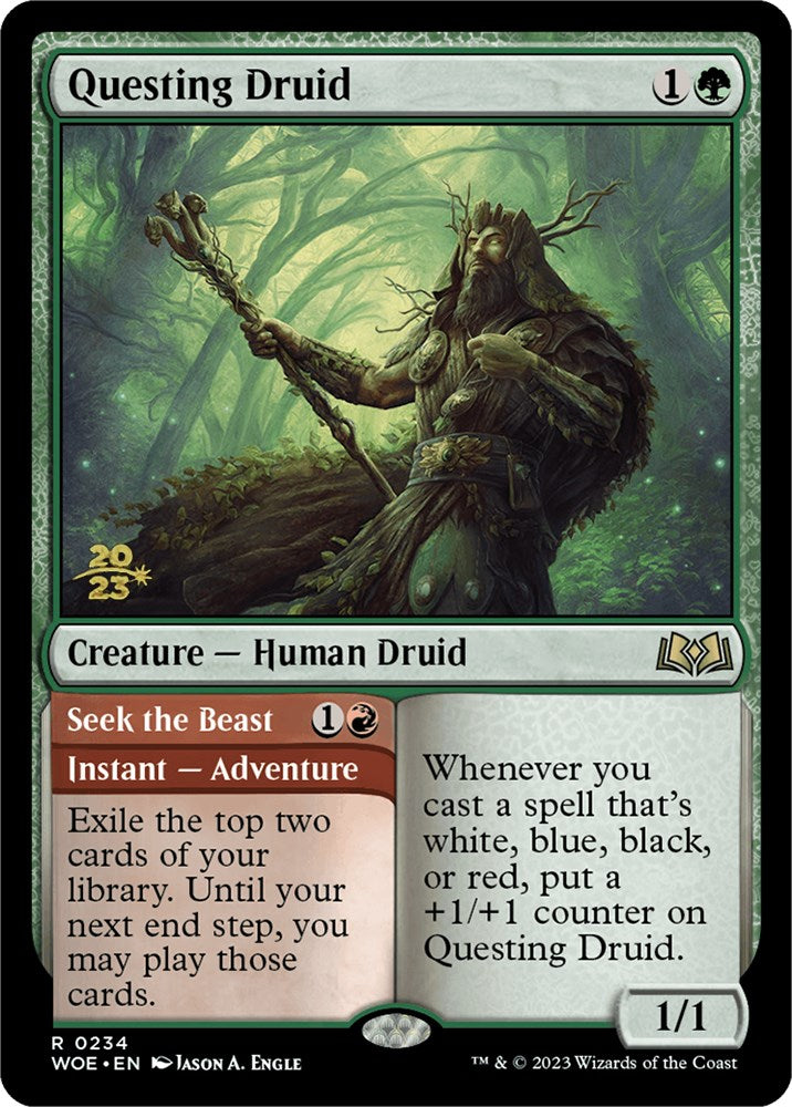 Questing Druid // Seek the Beast [Wilds of Eldraine Prerelease Promos] | Silver Goblin