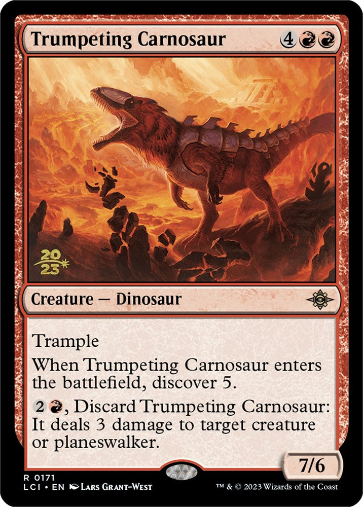 Trumpeting Carnosaur [The Lost Caverns of Ixalan Prerelease Cards] | Silver Goblin