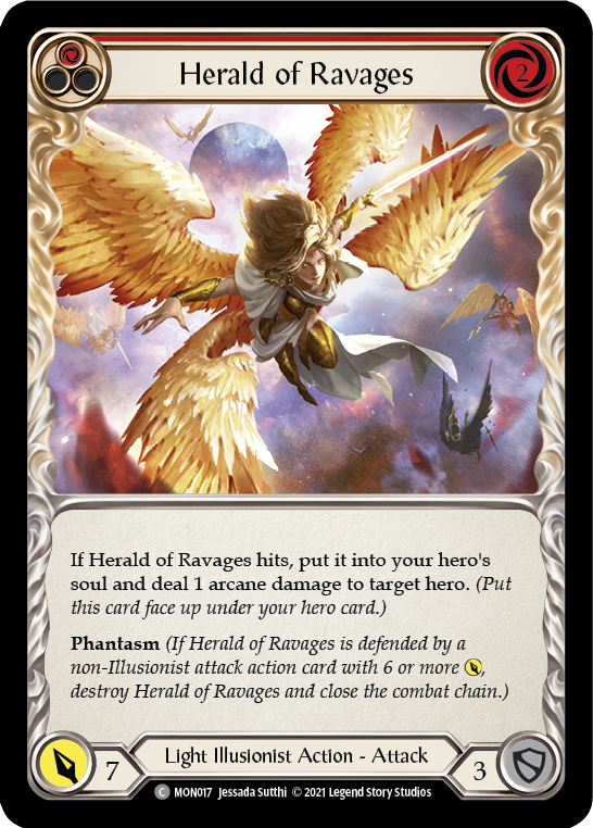 Herald of Ravages (Red) [MON017] (Monarch)  1st Edition Normal | Silver Goblin