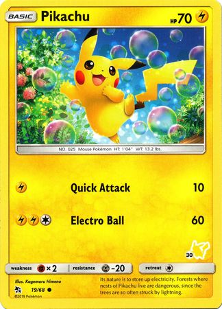 Pikachu (19/68) (Pikachu Stamp #30) [Battle Academy 2020] | Silver Goblin