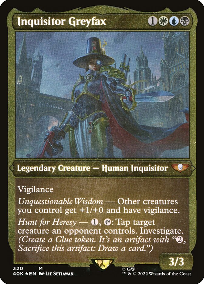 Inquisitor Greyfax (Display Commander) (Etched Foil) [Warhammer 40,000] | Silver Goblin