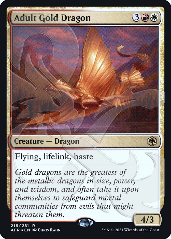 Adult Gold Dragon (Ampersand Promo) [Dungeons & Dragons: Adventures in the Forgotten Realms Promos] | Silver Goblin