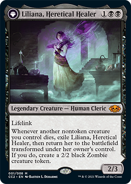 Liliana, Heretical Healer // Liliana, Defiant Necromancer [Commander Collection: Black] | Silver Goblin