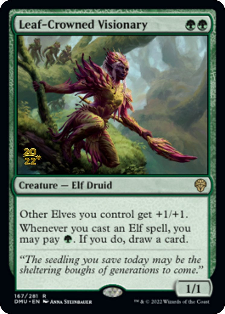 Leaf-Crowned Visionary [Dominaria United Prerelease Promos] | Silver Goblin