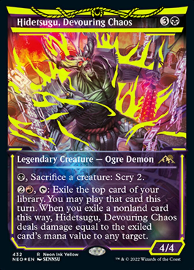 Hidetsugu, Devouring Chaos (Neon Ink Yellow) [Kamigawa: Neon Dynasty] | Silver Goblin