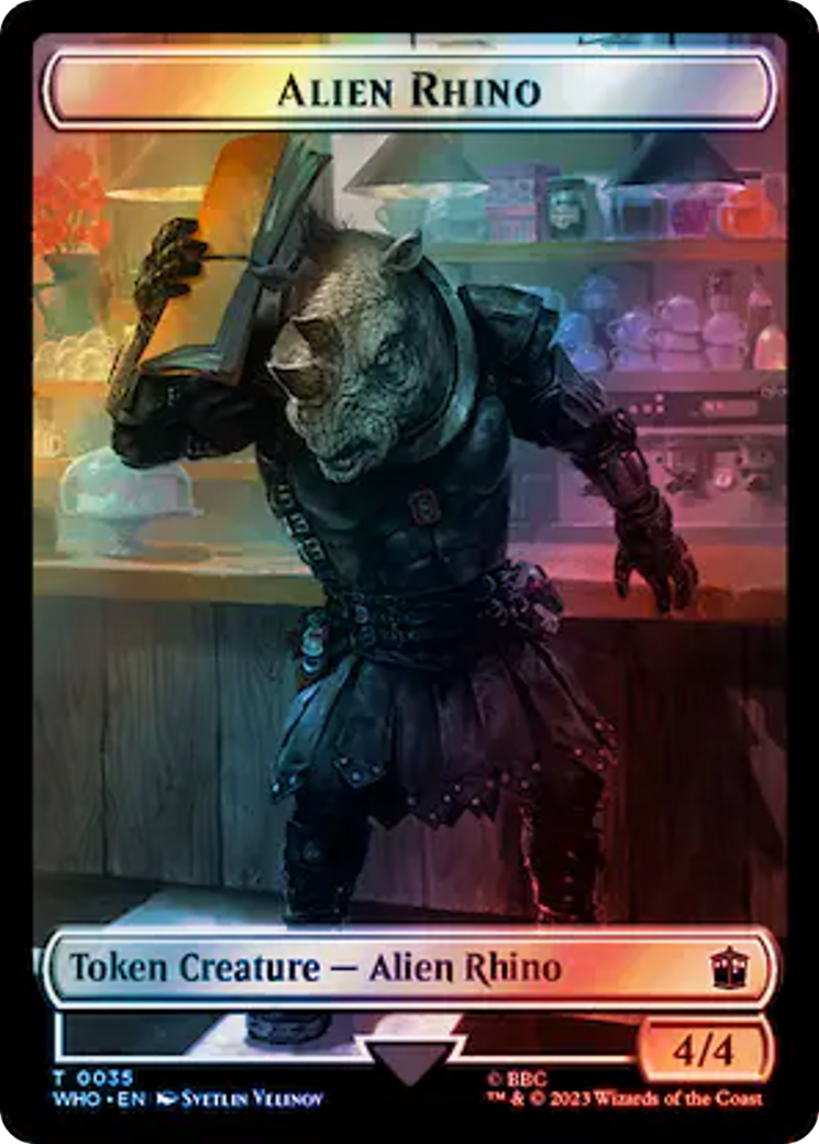 Alien Rhino // Cyberman Double-Sided Token (Surge Foil) [Doctor Who Tokens] | Silver Goblin