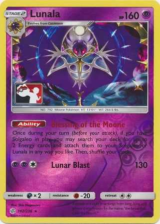 Lunala (102/236) (Pokemon Club Special Print) [Sun & Moon: Cosmic Eclipse] | Silver Goblin