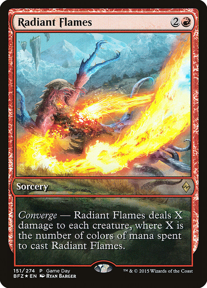 Radiant Flames (Game Day) [Battle for Zendikar Promos] | Silver Goblin