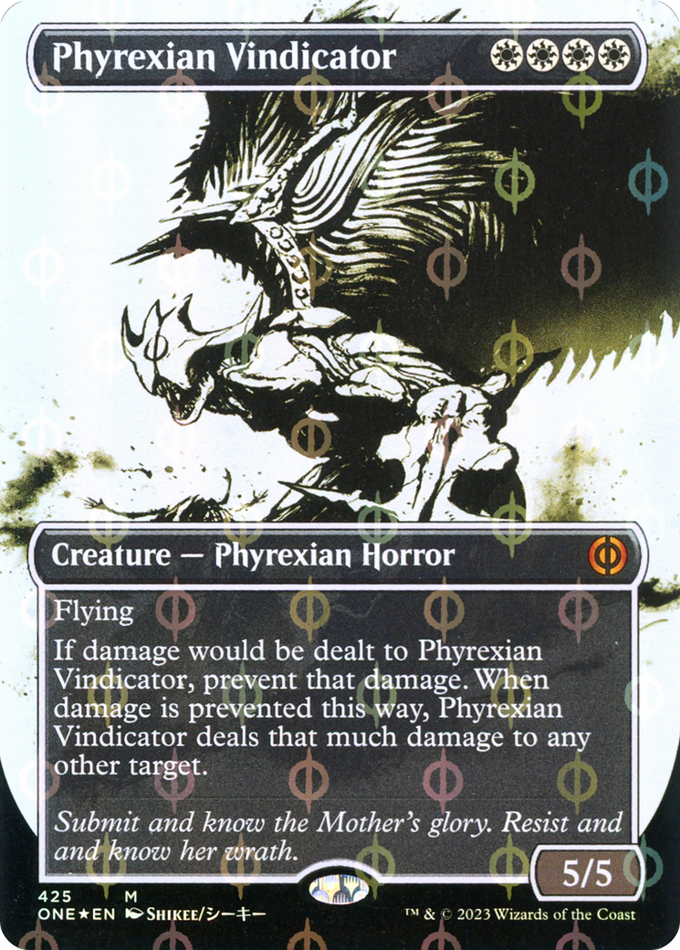 Phyrexian Vindicator (Borderless Ichor Step-and-Compleat Foil) [Phyrexia: All Will Be One] | Silver Goblin