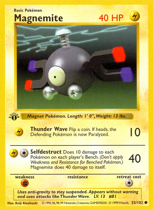 Magnemite (53/102) (Shadowless) [Base Set 1st Edition] | Silver Goblin