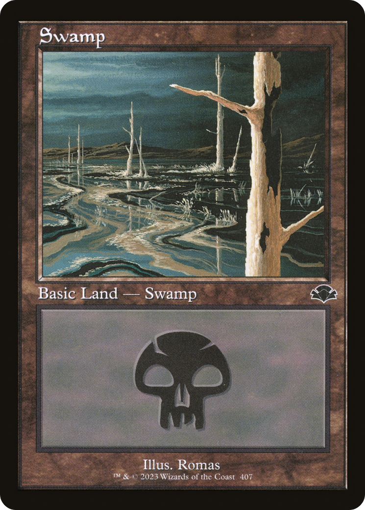 Swamp (407) (Retro) [Dominaria Remastered] | Silver Goblin