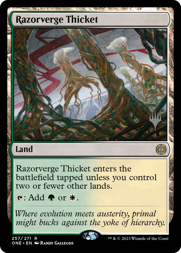 Razorverge Thicket (Promo Pack) [Phyrexia: All Will Be One Promos] | Silver Goblin